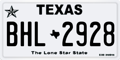 TX license plate BHL2928