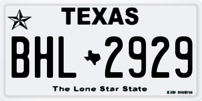 TX license plate BHL2929