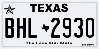 TX license plate BHL2930