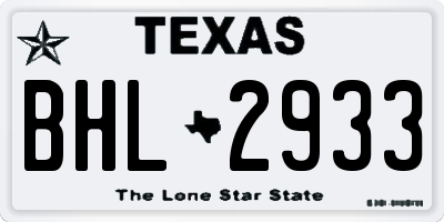TX license plate BHL2933