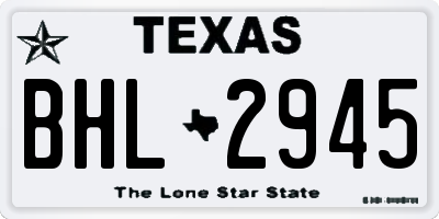 TX license plate BHL2945