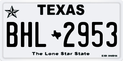 TX license plate BHL2953