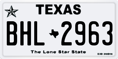 TX license plate BHL2963
