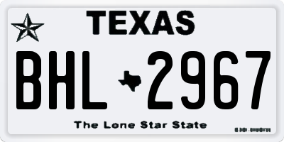 TX license plate BHL2967
