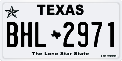 TX license plate BHL2971