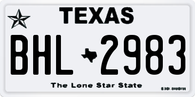 TX license plate BHL2983
