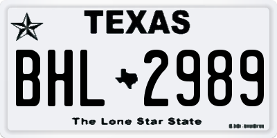 TX license plate BHL2989