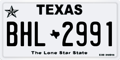 TX license plate BHL2991