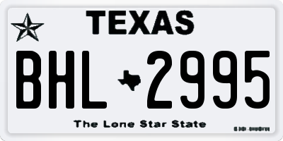 TX license plate BHL2995
