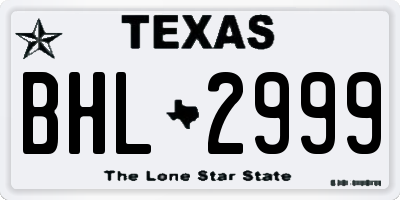 TX license plate BHL2999