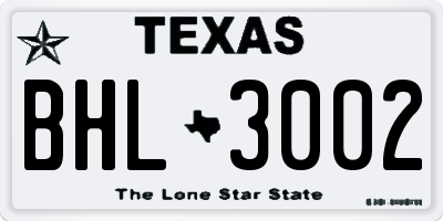 TX license plate BHL3002