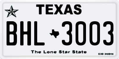 TX license plate BHL3003