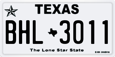 TX license plate BHL3011