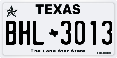 TX license plate BHL3013