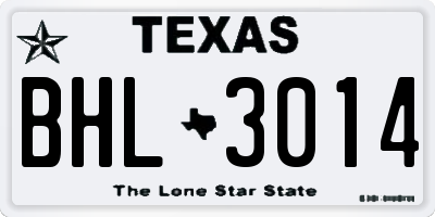 TX license plate BHL3014