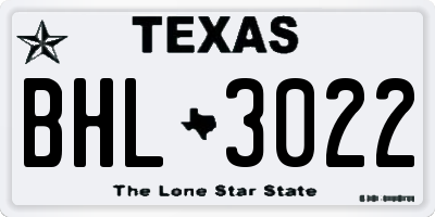 TX license plate BHL3022