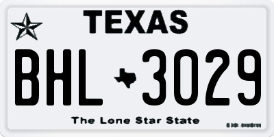 TX license plate BHL3029
