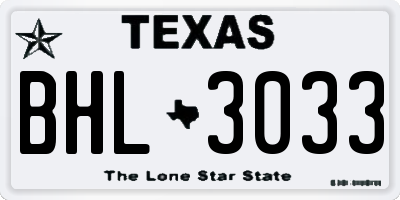 TX license plate BHL3033