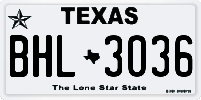 TX license plate BHL3036