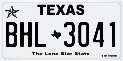 TX license plate BHL3041