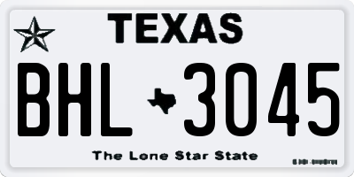 TX license plate BHL3045