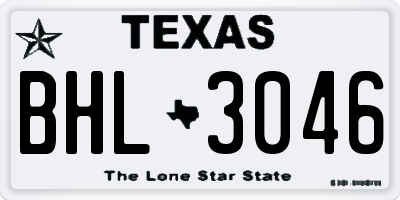 TX license plate BHL3046