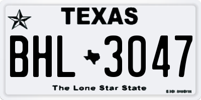 TX license plate BHL3047