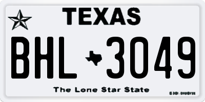 TX license plate BHL3049