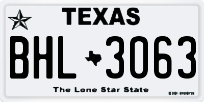TX license plate BHL3063