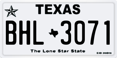 TX license plate BHL3071