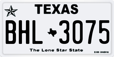 TX license plate BHL3075