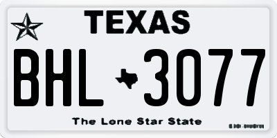 TX license plate BHL3077