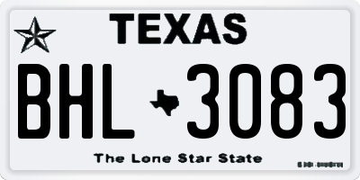 TX license plate BHL3083