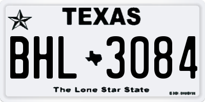 TX license plate BHL3084