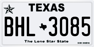 TX license plate BHL3085