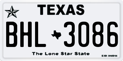 TX license plate BHL3086