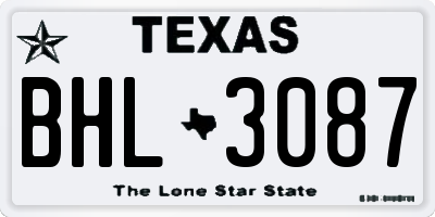 TX license plate BHL3087