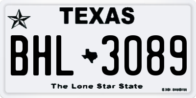 TX license plate BHL3089