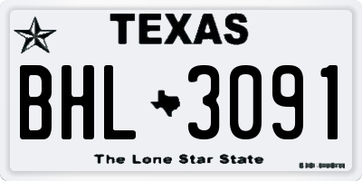 TX license plate BHL3091