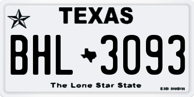TX license plate BHL3093