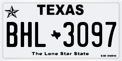TX license plate BHL3097