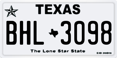 TX license plate BHL3098