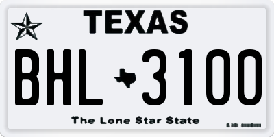 TX license plate BHL3100