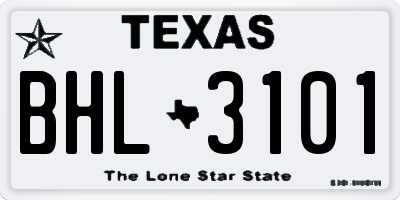 TX license plate BHL3101