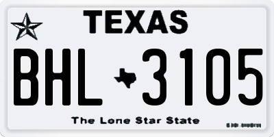 TX license plate BHL3105
