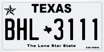 TX license plate BHL3111