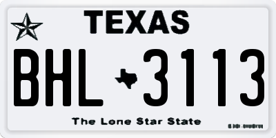 TX license plate BHL3113