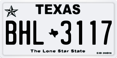 TX license plate BHL3117