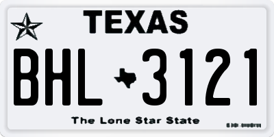 TX license plate BHL3121