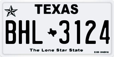 TX license plate BHL3124